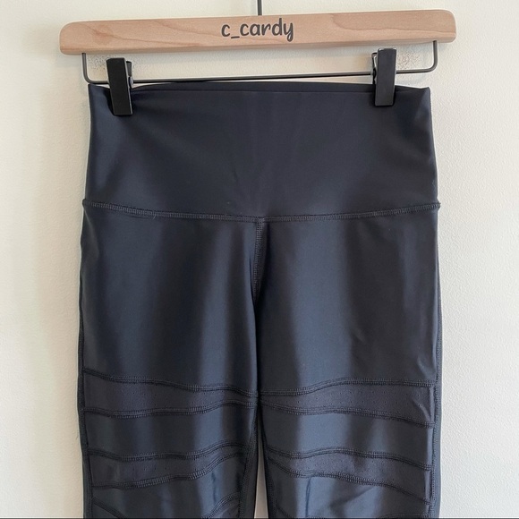 Lululemon High Times Shine Dot Mesh Leggings Black - Picture 2 of 8